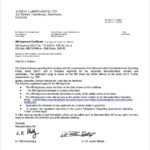Quality certificate